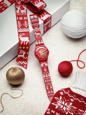 斯沃琪圣诞针织腕表 带来火红圣诞祝福