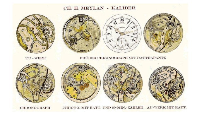 下图为CH Meylan留下的古董机械表图样。