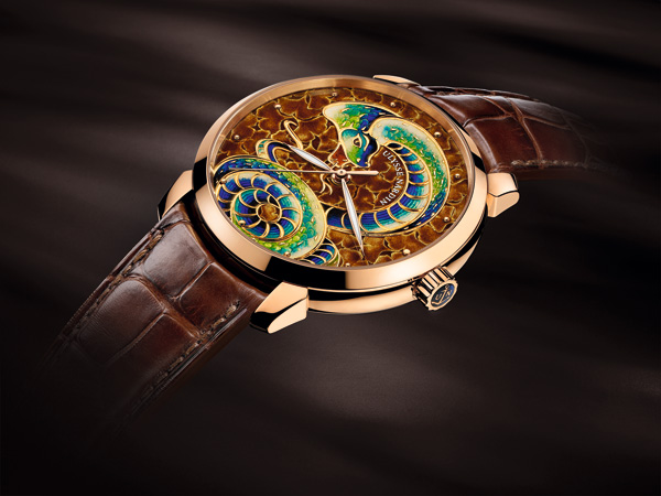 雅典「灵蛇」鎏金填彩珐琅腕表