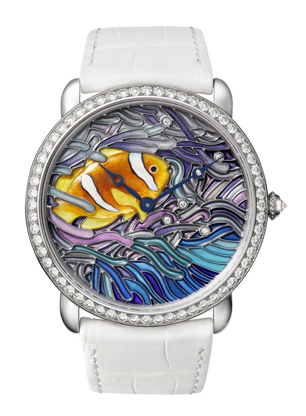 卡地亚半透明镂空珐琅小鱼装饰腕表