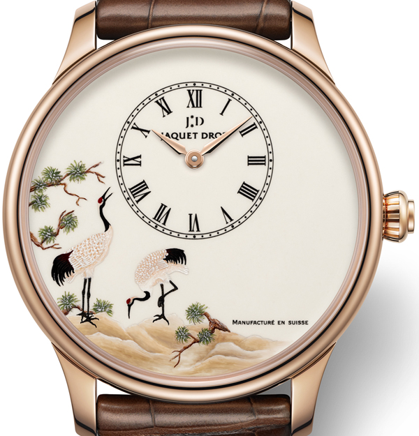 雅克德罗微绘珐琅 松鹤时分小针盘腕表